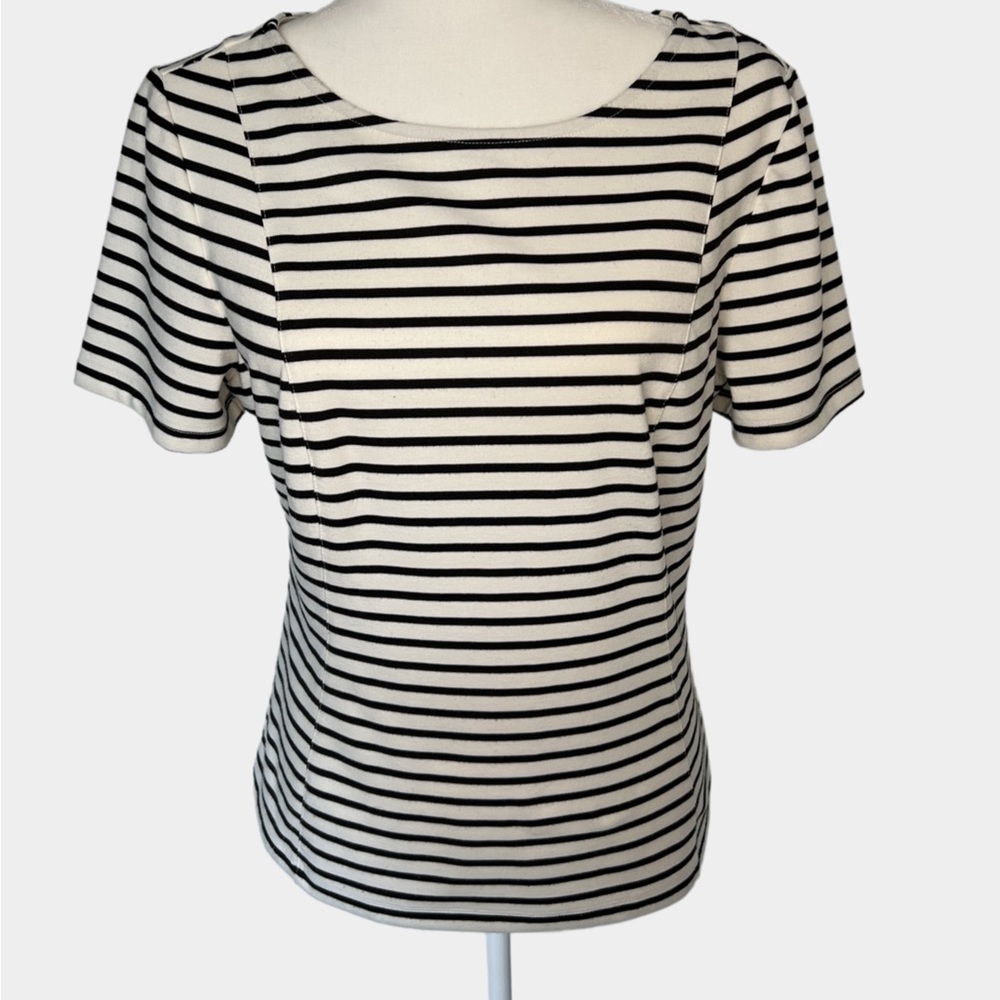 Black and white striped blouse